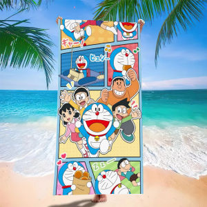 52TOYS | Doraemon Comic Strip Beach Towel Nobita Shizuka Gian Suneo Anime Microfiber Quick Dry Sand-Free Summer Swim Towel
