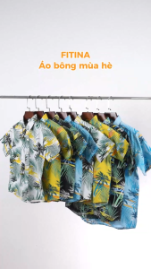 [006] Áo Sơ Mi Bé Trai Hoa Lá Mùa Hè Nhấn Cổ Mới Lạ – Siêu Xinh Siêu Mát