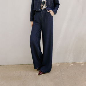 Casual Denim Look Womens Fashion Set Wide Leg Pants Short Jacket One Complete Outfit Spring 2026 New Style by Xiang Ying