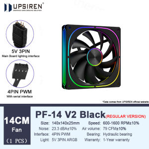 UPSIREN PF-14 V2 140mm pc fan ARGB CD texture Hydraulic Bearing 9 blades high performance fan PWM 4PIN 600-1600RPM ventilador