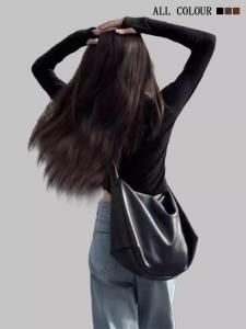 Soft Leather Tote Bag Womens Crossbody Bag Commuting Large Capacity Autumn Winter New Style Class Advanced Sense Wide Band