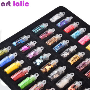 48 Bottles Nail Glitter Rhinestones Set with Pearl Beads & Flakes Sequins for DIY Nail Art Manicure
