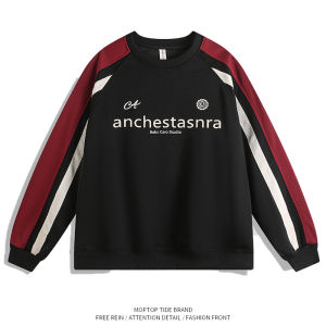Couples Sweatshirt round Neck Spliced Color Block Mens Womens Spring Autumn American Trendy Brand High Street Retro Crew Neck Top
