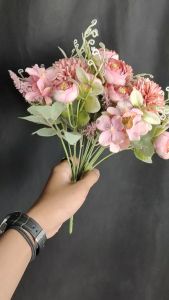 Bunga Peony Slimmer Cabang 5 - bunga Imitasi kain artificial untuk dekorasi wedding atau dekorasi pelaminan dekorasi cafe dekorasi rumah dan dekorasi kamar Import premium termurah artifisial palsu kain