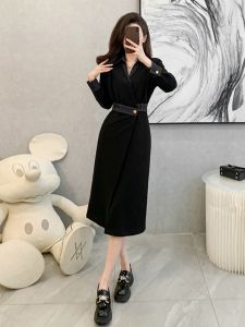 SUYE | French Style Warm Elegant Black Dress