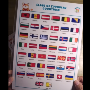 MAMAD for Kids World Flags Laminated Chart A4 | Waterproof Educational Poster (Makapal/Manipis)