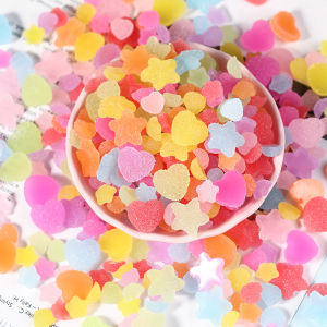 50Pcs 11mm/16mm Heart/Star Shaped Nail Resin Charms Candy Designs Nail Art Flatback Rhinestone For Cute Nail 3D DIY Supplies