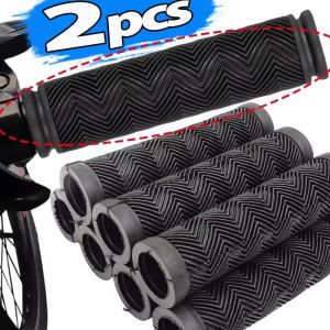 2ชิ้นมือจับจักรยานเสือภูเขายางแฮนด์กันลื่นดูดซับแรงกระแทกสวมใส่ได้แบบสากลสบายมือสำหรับจักรยานขี่จักรยาน