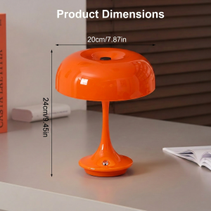 Mushroom Table Lamp Touch Control 3 Color Dimmable Cordless Rechargeable Plastic LED Night Light Adjustable Brightness Bedside