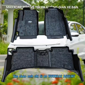 ACCENT 24+: Thảm lót sàn MAXXCAR nhựa TPE nguyên sinh đúc 5D xe HYUNDAI ACCENT bản MT & AT + Rối logo