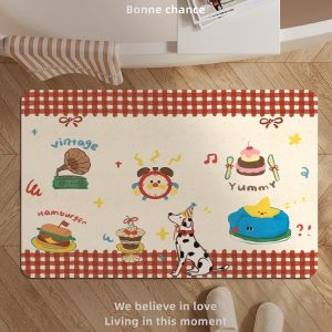 Thảm Phòng Tắm Thấm Hút Nước Bằng Đất Ngọc Bích Denim Hình Chú Chó Nhỏ Chống Trượt Thảm Phòng Tắm Thảm Phòng Tắm Chống Trượt