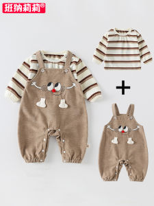 Baby Clothes Spring Autumn Set Long Sleeve Thin Strap Romper Suit for 0-2 Years Old Boys And Girls Cute Baby Outfit Cotton Material