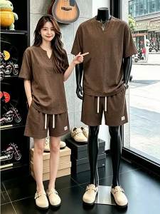 OUMULONG | V-neck Breathable Linen Set for Men