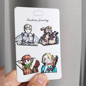 Potdemiel | Delicious in Dungeon Enamel Pins 4Pcs Set Marcille Laios Chilchuck Senshi Brooches Lapel Badges
