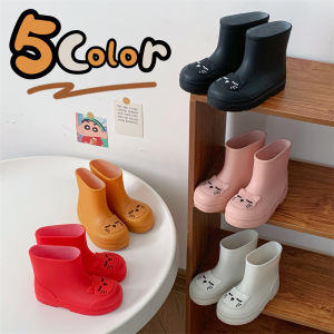 Adorable Cat Cartoon Childrens Rain Boots Anti-Slip Wear-Resistant Outdoor Shoes for Boys And Girls Lightweight Waterproof Four Seasons