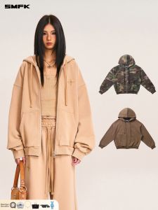 SMFK | Cross Statue Loose Fit Zippered Hoodie