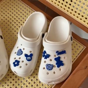 BRONSKI korean sandals for women blue bear chunky sandals white slippers for women beach sandals