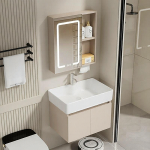 KELAJI | Small Apartment Waterproof Honeycomb Aluminum Bathroom Cabinet Combination Space Aluminum Slim Edge Ceramic Sink