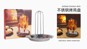 Trio Ninja Stainless Steel Chicken Roaster Rack Oven & Grill BBQ Stand for Whole Chicken