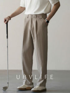 UBV | Breathable Drape Tencel and Wool Blend Single-Pleat Loose Trousers