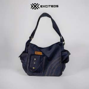 Murazhshop - Tas Selempang Denim Jeans Kasual Pria Wanita Kapasitas Muat Banyak Model Terbaru