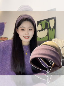 หมวกคล้องผมขอบกว้างสีม่วงสำหรับผู้หญิง 2024 ใหม่ ไฮเอนด์ แฟชั่น หมวกคล้องผมทรงสูง หมวกคล้องผม หมวกคล้องผมแบบสวม