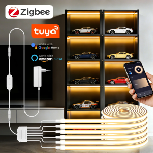 Tuya Zigbee COB Neon LED Strip Lights 24V Dimmable Smart Lamp Tape for Cabinet Bedroom Decor Works with Alexa Google SmartThings