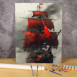 BILIBILI | Acrylic Paint By Numbers Sea Sailboat Painting By Numbers on Canvas Coloring By Number for Adults Paint Digital Art
