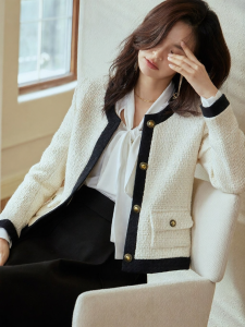 Roey s house | Elegant Career Tweed Blazer Jacket for Important Occasions