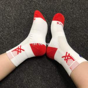 Tất Asics vớ thể thao cổ trung lửng nam nữ dệt kim cao cấp dày dặn chơi cầu lồng chạy bộ tennis đá bóng