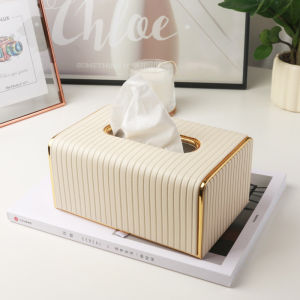 Luxurious Leather Tissue Box Hotel Dining Table Drawer Style Premium Feel Desktop Organizer Yasons Brand Vertical Stripes