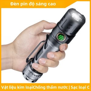 Đèn Pin P80 LED 1000LM Đèn Pin Hợp Kim Nhôm Chống Nước Có Khả Năng Điều Chỉnh Độ Sáng Vô Hạn TYPE-C Kẹp Bút Có Thể Sạc Lại Để Cắm Trại Leo Núi