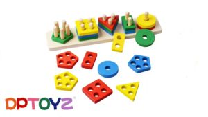 LILY & ADORA Early Educational Wooden Puzzle Toys Kids Shape Color Sorting Stacking Building Blocks Toy Montessori Toys