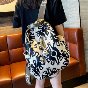 Octopus Design Oxford Cloth Backpack Casual Travel Day Trip Womens Shoulder Bag Large Capacity Soft Hand Feel Zipper Closure