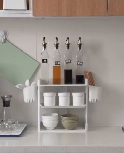 *SG Stock* ABS Seasoning Rack Desktop Organizer Shelf Desktop Bookshelf Desktop Rack Desk Storage Rack Book Stands Book Holder Book Rack Cosmetics Shelf Perfumes Shelf Displays Rack Countertop Shelf Countertop Rack Spices and Plants Rack