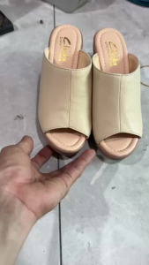 Giày Mules Nữ Đế Xuồng Cao Trung Bình Màu Đỏ Phong Cách Thời Trang