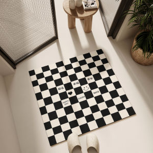 Square Bathroom Mat Black Silicon Dendroid Anti-Slip Toilet Carpet Absorbent Door Mat for Bathroom Home Modern Simple Style