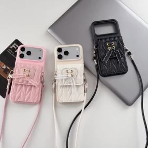 Ví Da Đeo Chéo Hình Trái Tim 3D Cho iPhone Chống Sốc Cứng Cáp Có Khe Đựng Thẻ Kèm Dây Đeo Điện Thoại Chống Bụi Chống Xước