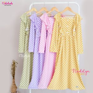 LABEBAH GAMIS COUPLE IBU DAN ANAK SARIMBIT LEBARAN KELUARGA BAHAN BABYTERRY MOTIF KOTAK NADELYN SERIES DRESS MUSLIM RUFFLE MURAH GAMIS WANITA BUSUI FRIENDLY PAKAIAN LEBARAN MODEL TERBARU KEKINIAN ANAK CEWEK DAN IBU BISA COD