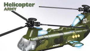 ของเล่นเฮลิคอปเตอร์ทหาร Army ใบพัดหมุน เปิดท้ายได้ มีไฟมีเสียง เดินได้อัตโนมัติ พร้อมรถถังคันเล็ก3คัน ของเล่นเด็ก รถทหาร