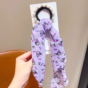 Pearl Ribbon Cartoon Floral Hair Ties