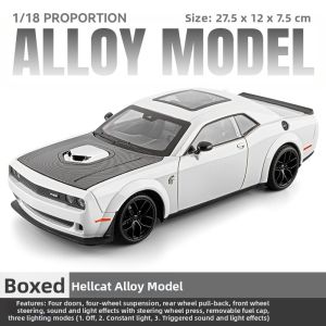 Dodge Challenger SRT Hellcat Simulation 1:18 Scale Metal Car Model Toy