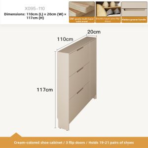Cream Ultra-thin Flip Shoe Cabinet
