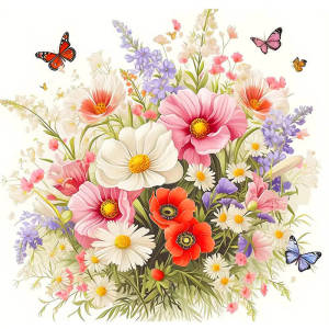 Flowers Butterfly Cross Stitch Set Needlework 11CT Floral Embroidery Kit Decoration For Home Handmade Gift