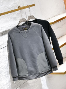 Thickened Lamb Velvet Inner Mens Design Shoulder Insertion Fleece Sweatshirt Casual Loose Fit Long Sleeve round Neck Zipper Dig Bag