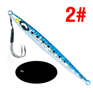 1pc Metal Jig Fishing Lure 30g-90g Luminous Crescent Eye Sinking Bait Artificial Hard Bait for Tenggiri Barracuda Sea Fishing
