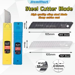 ItemMart 10Pcs 75# SK5 Steel Cutter Blade Set 18 x 105 mm With Portable Box
