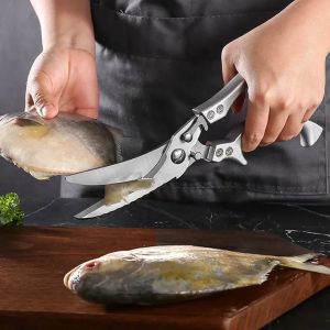 กรรไกรตัดกระดูกกระดูกไก่ที่มีความคมสูงทำจากสเตนเลสสตีลอเนกประสงค์กรรไกรตัดกระดูกไก่ปลาเครื่องมือทำครัวคมพิเศษ