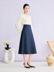 YINER | New Elegant Peter Pan Collar Contrast Color Patchwork Faux Two-Piece Dress