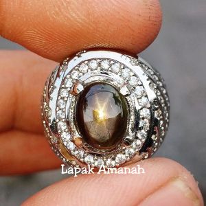 Cincin Batu Natural Black Safir Asli Top Star Super